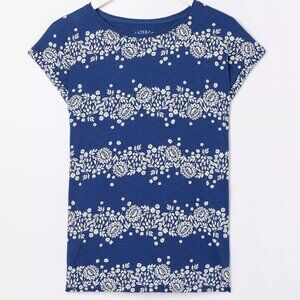 FatFace Cotton Floral Print Cap Sleeve Top Blue/ White US Size 14